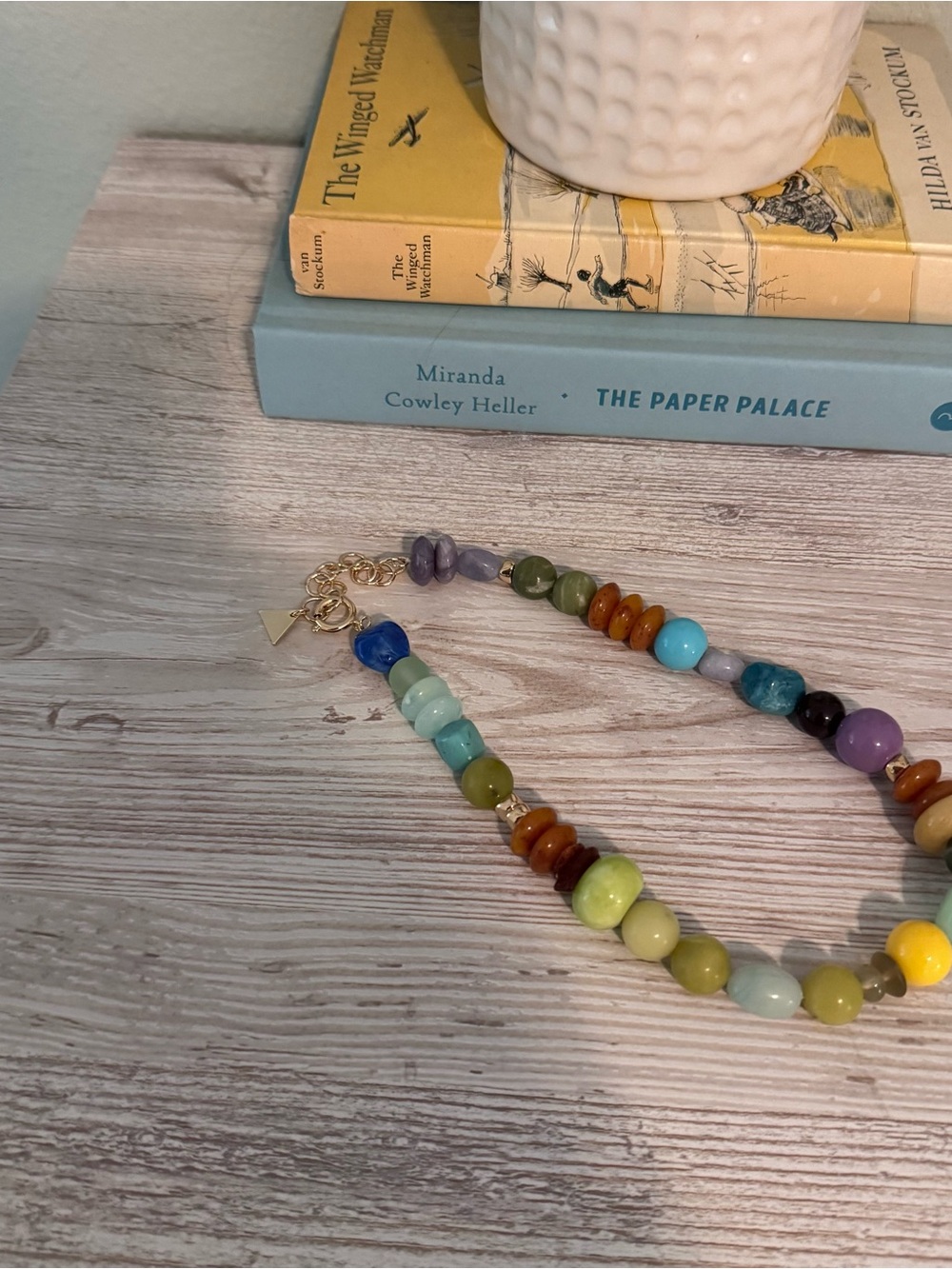 Multicolor Beaded Women's Necklace with Faux Gold Accents
